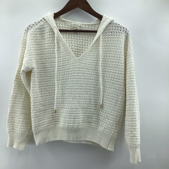 Artelier Nicole Miller Sweaters - Elegant Cream Hooded Knit Sweater